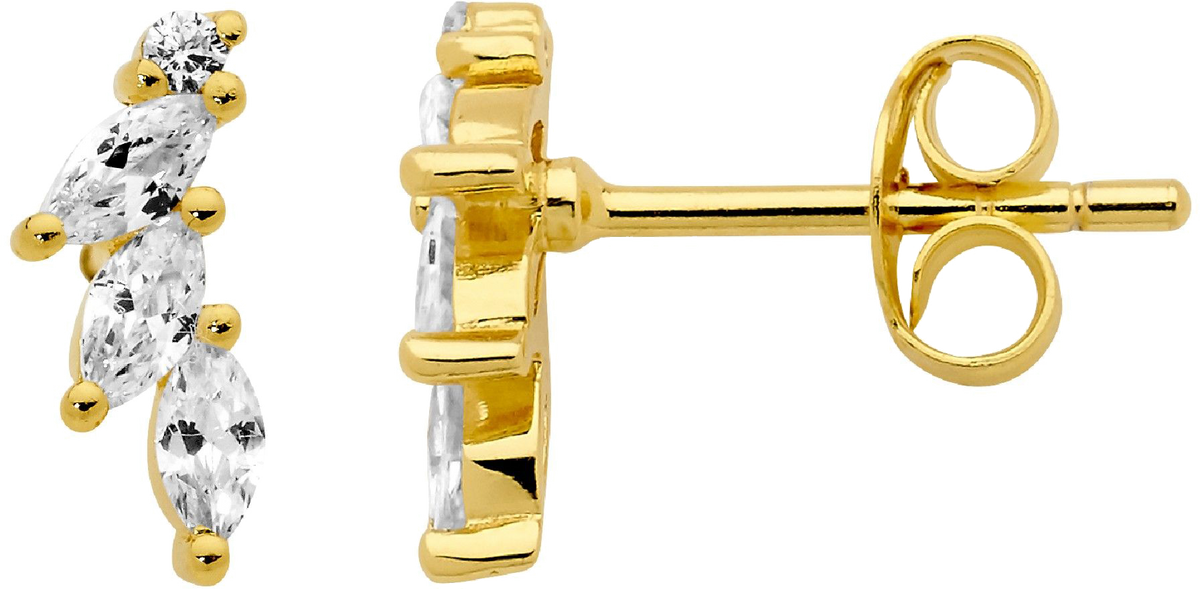 Ellani Rose Gold Plated Marquise & Round Stud Earrings