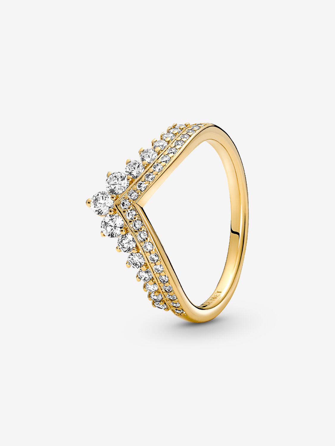 Tiara wishbone 14k gold-plated ring with clear cubic zirconia
