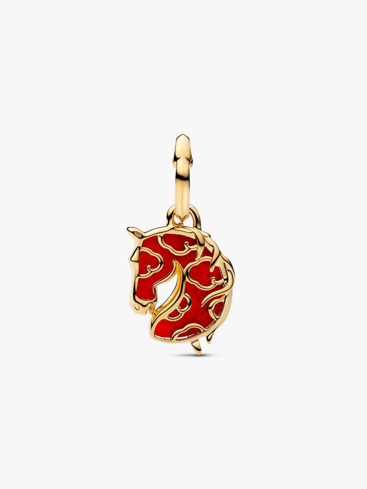 Pandora Red Fire Horse Murano Glass Dangle Charm