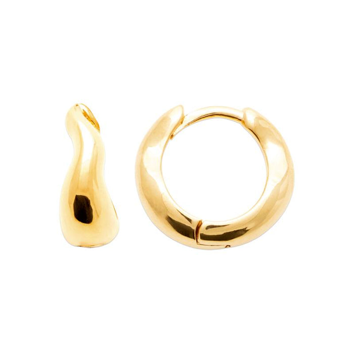 18K Gold-Plated Alloy Wave Huggie Earrings