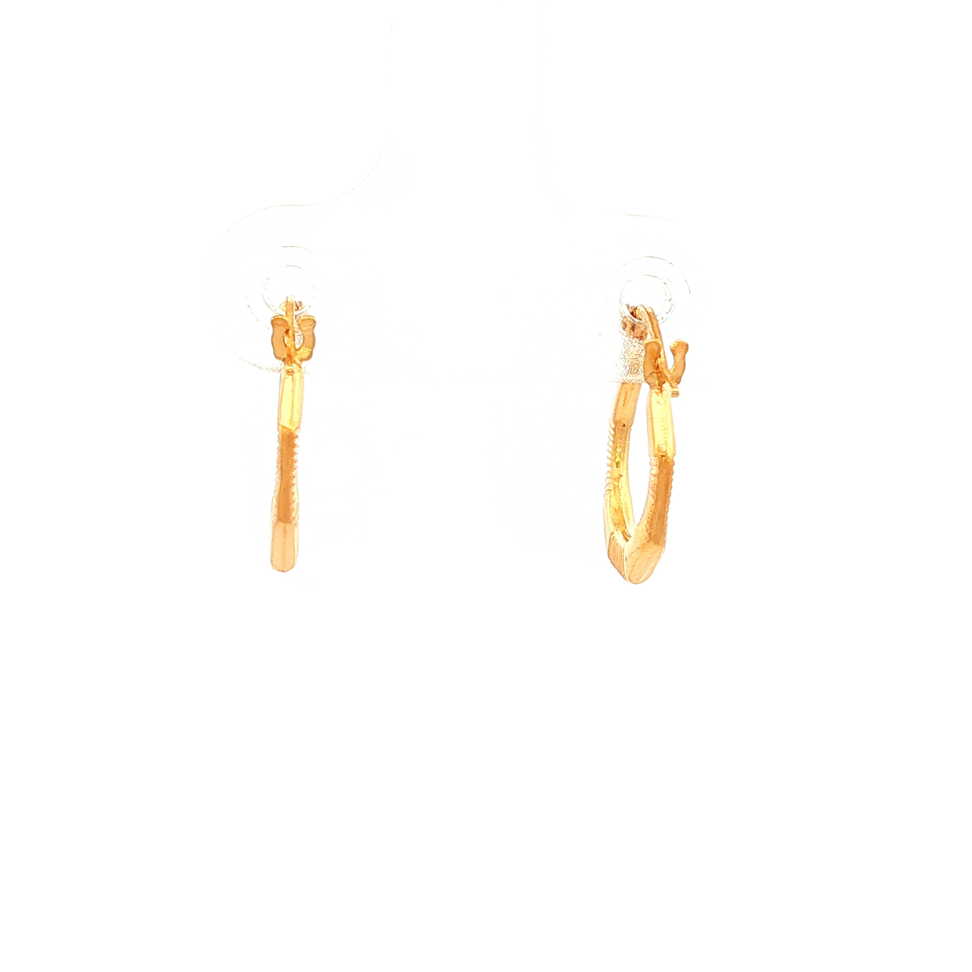 Fancy Hexagon Shape Hoop Earring in Yellow Gold