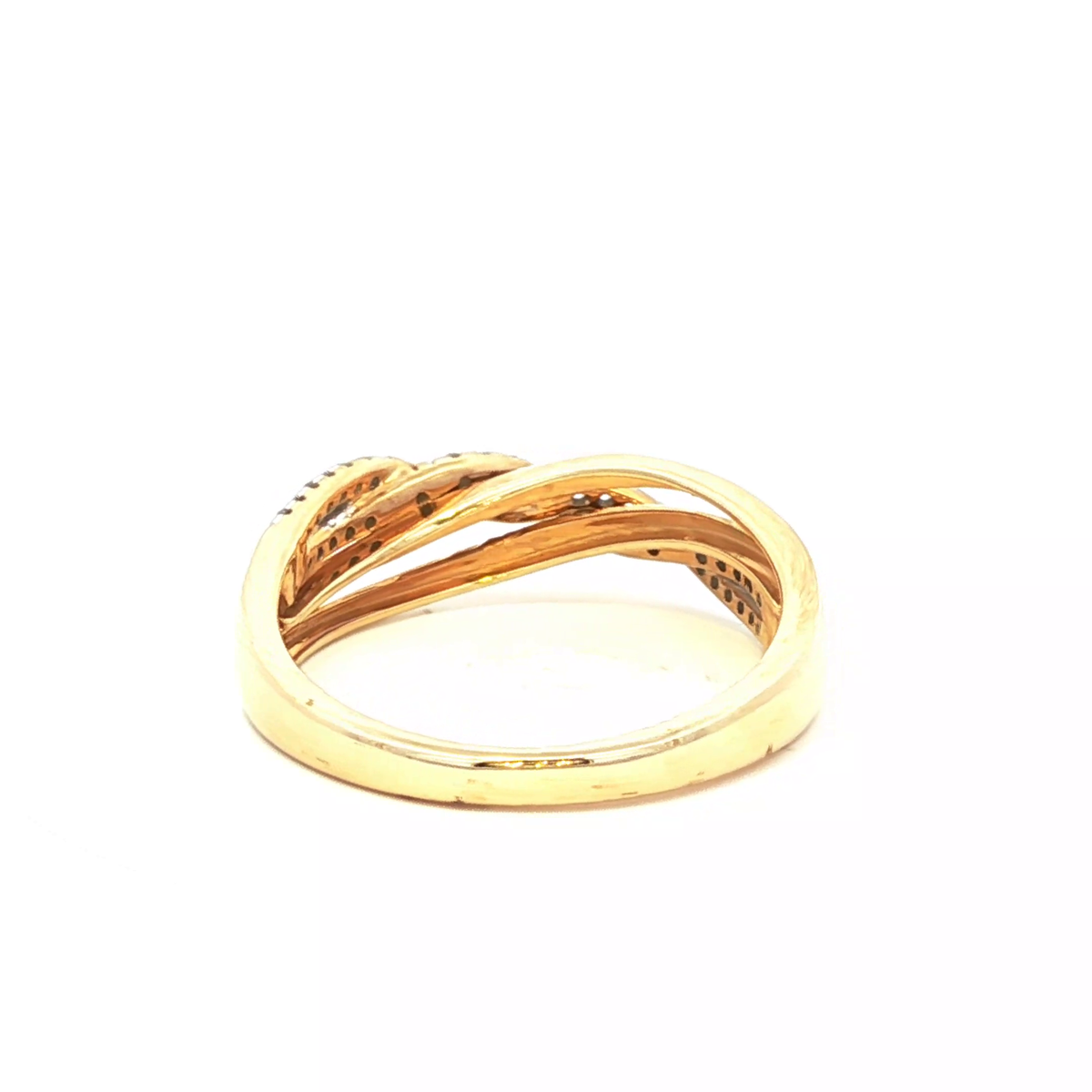 Yellow Gold Band Ring with Brilliant Cut Diamonds
