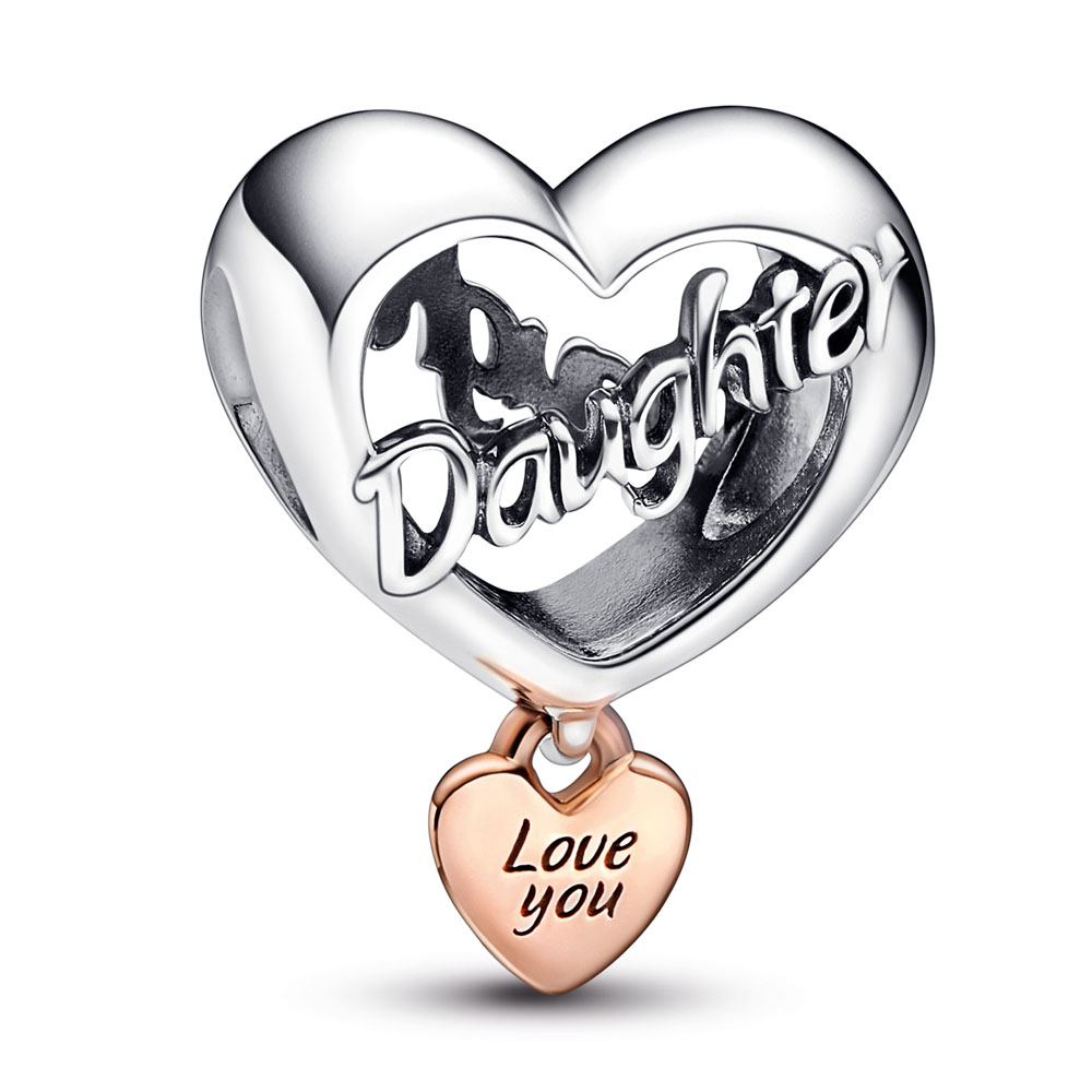 Daughter sterling silver and 14k rose gold-plated charm