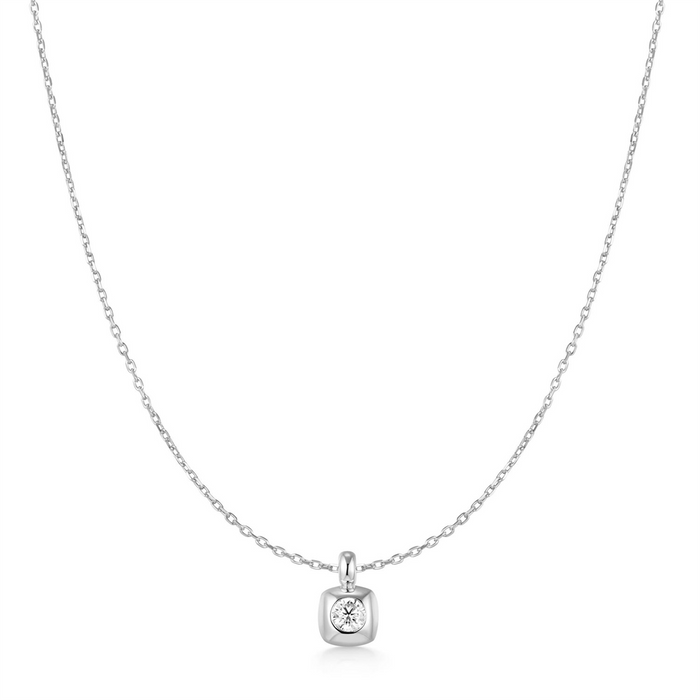 Ania Haie Silver Bezel-Set CZ Cushion Drop Pendant Necklace