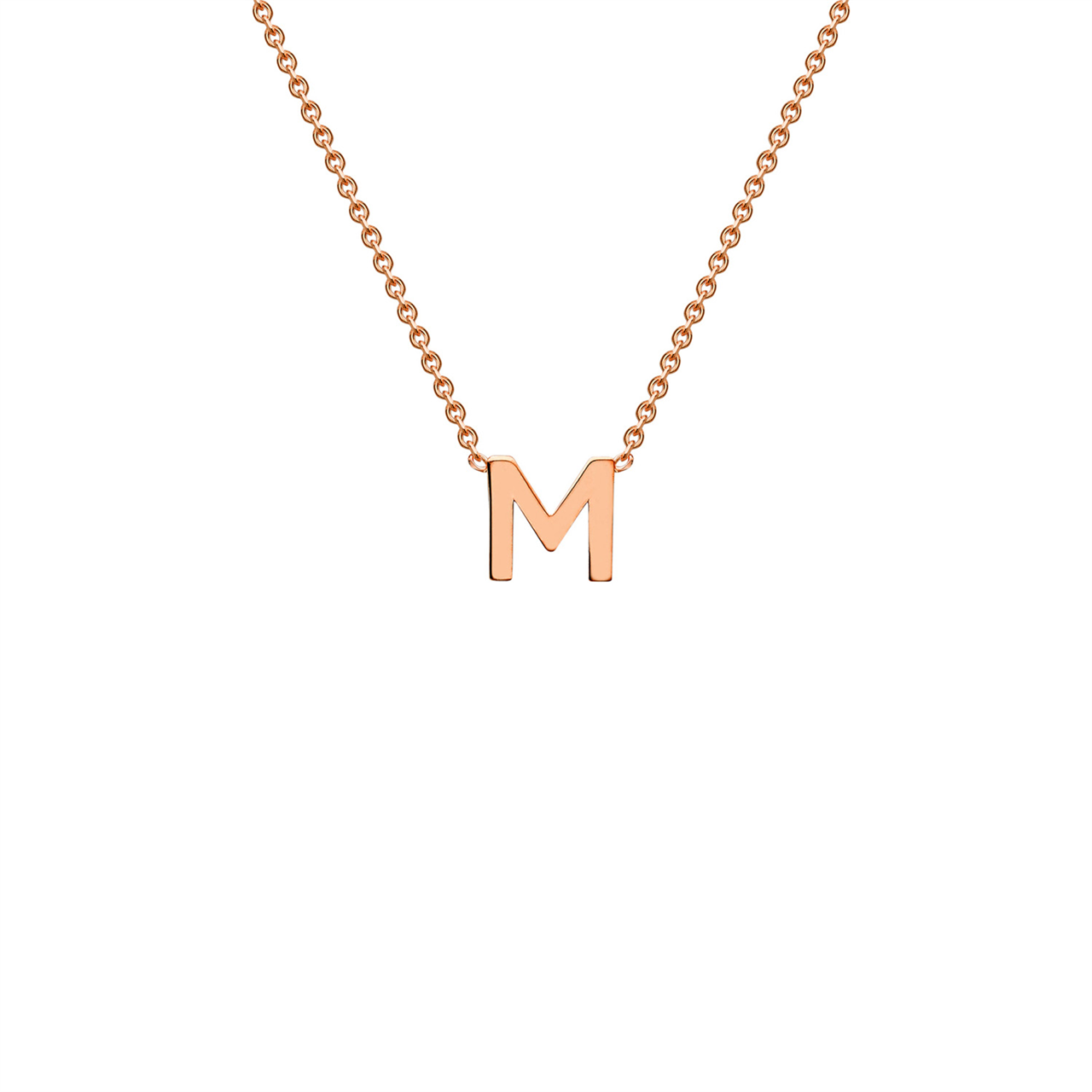 9ct Rose Gold Petite Initial Necklace - M