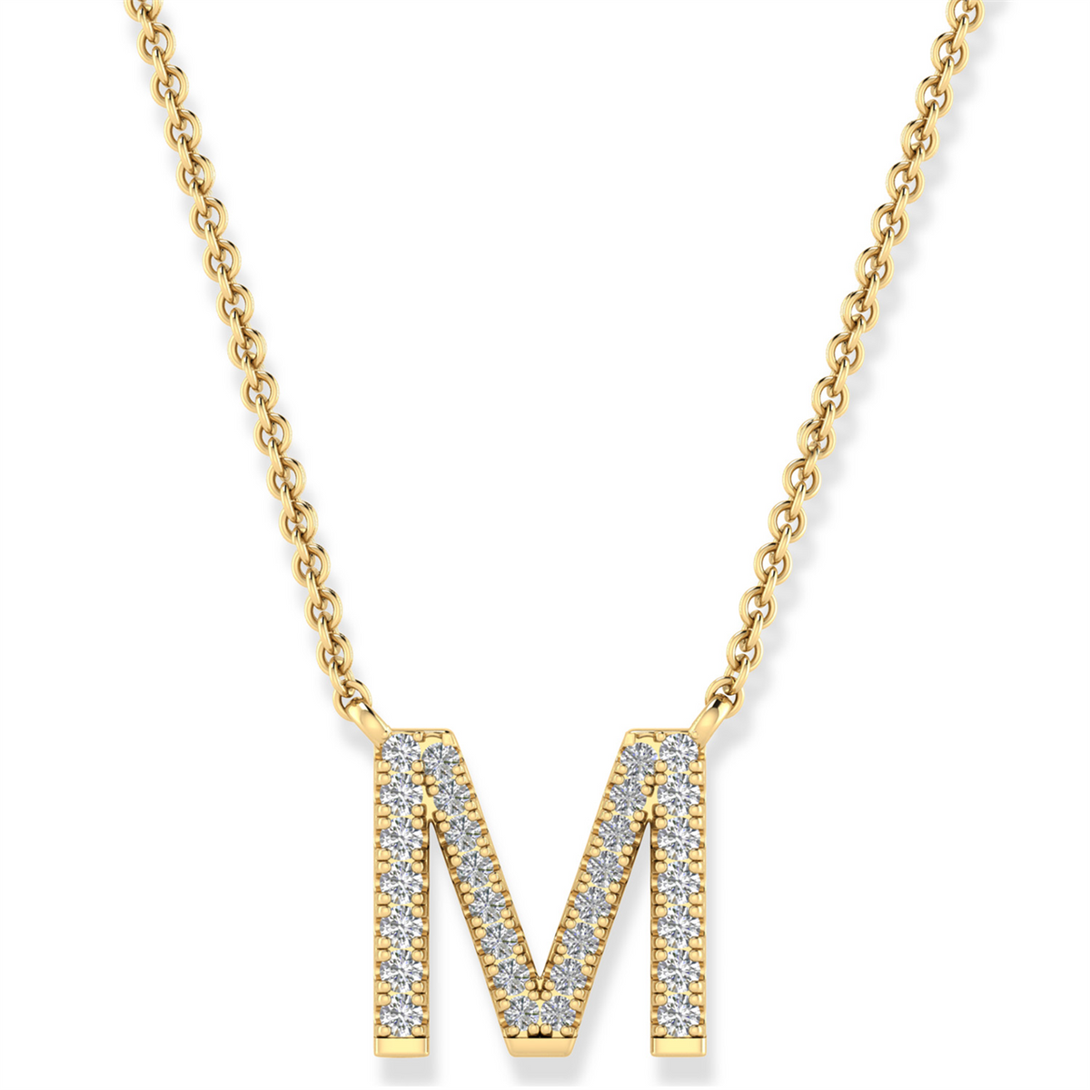 Diamond Set "S" Initial Necklace in 9 carat Yellow Gold