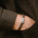 Archie - Brown Leather Box Braided Bracelet