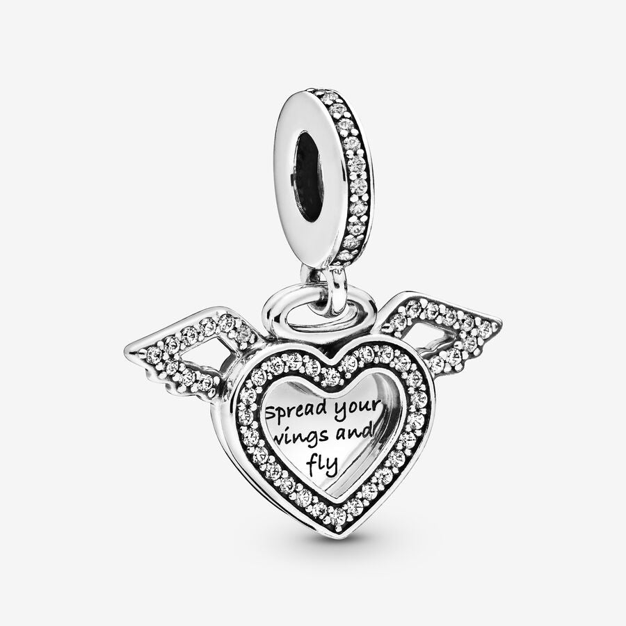 Heart-Shaped Angel Wings Charm