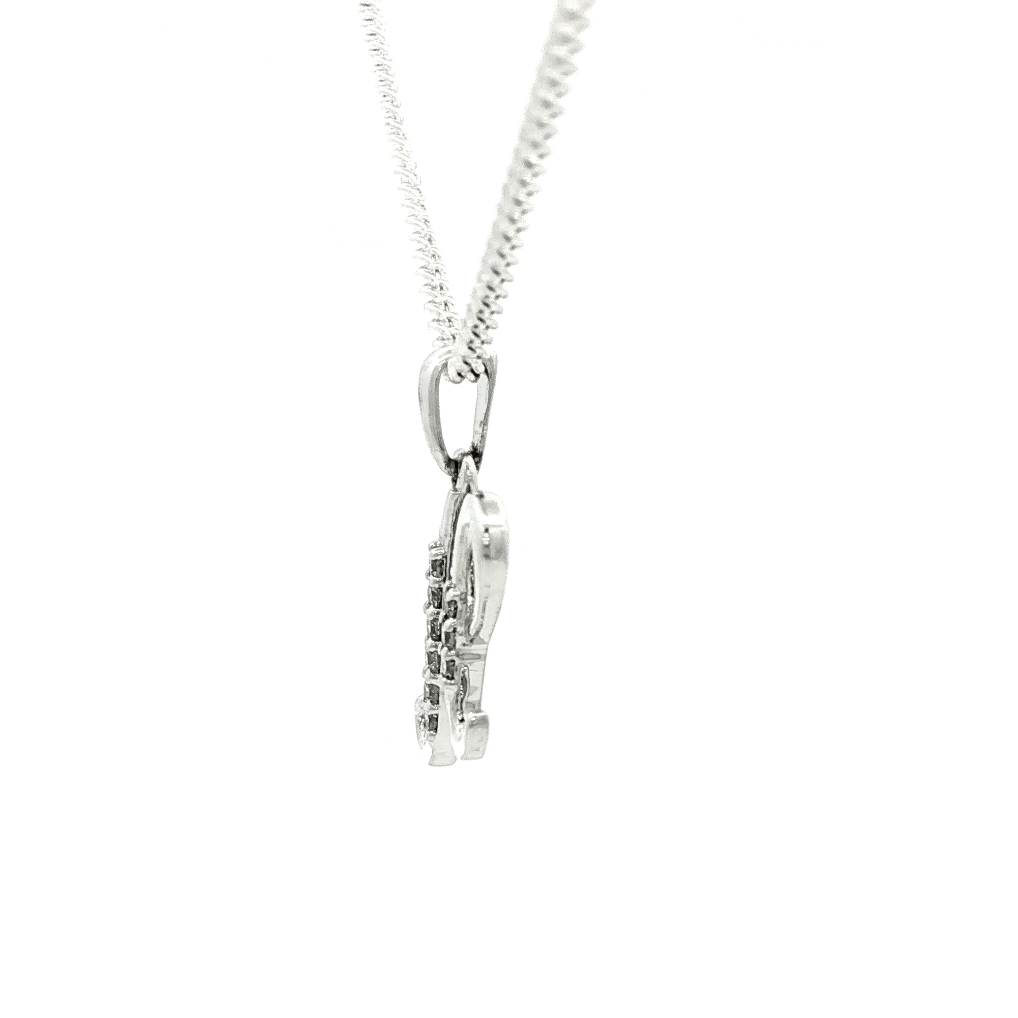 White Gold over Silver Diamond Initial 'H' Charm Necklace