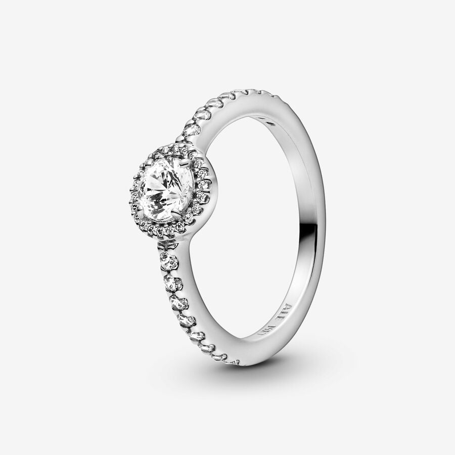 Pandora Round silver ring with clear cubic zirconia