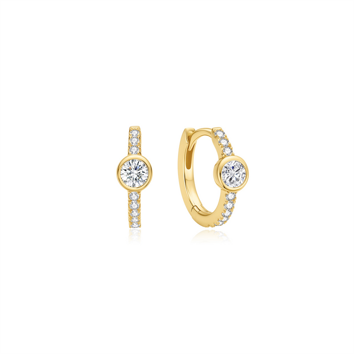 Ania Haie Pavé Row & Bezel-Set Huggie Hoop Earrings
