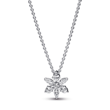 Herbarium cluster sterling silver collier with clear cubic zirconia