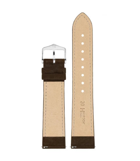 Hirsch Osiris Nubuk Dark Brown Calf Leather Watch Strap