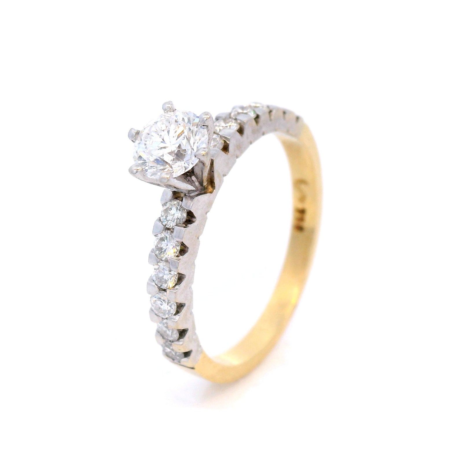 Diamond Ring Set in a Two Tone Yellow and White Gold Ring