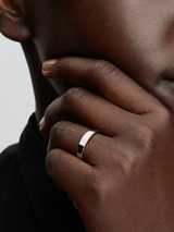Engravable sterling silver ring with clear cubic zirconia