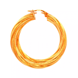 Twisted Hollow Hoop Earrings in Yellow Gold