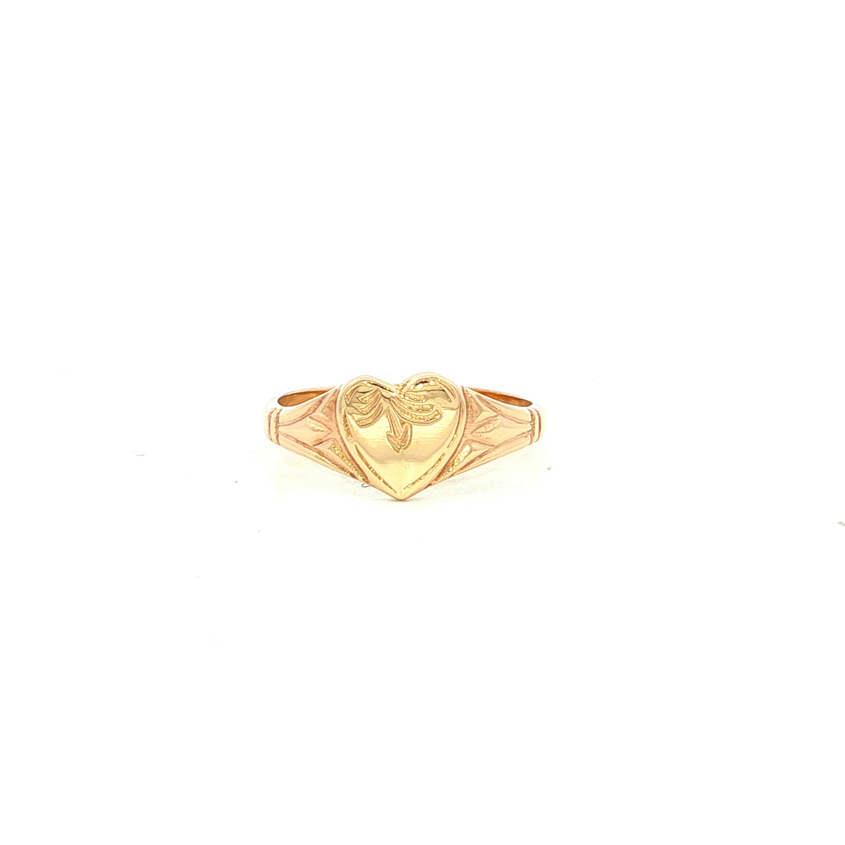 Single Heart Plain Signet in Yellow Gold