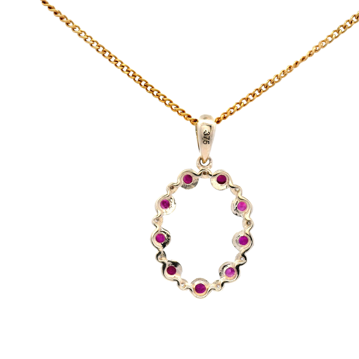 Ruby and Diamond Oval Pendant