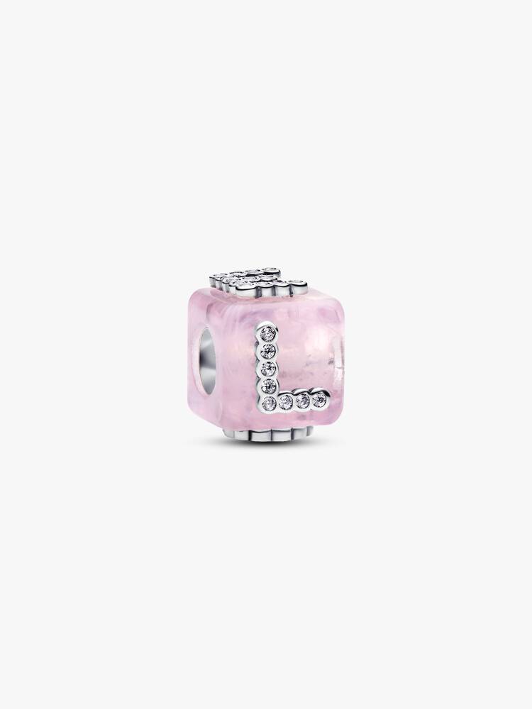 Pandora Pink Murano Glass Love Cube Charm
