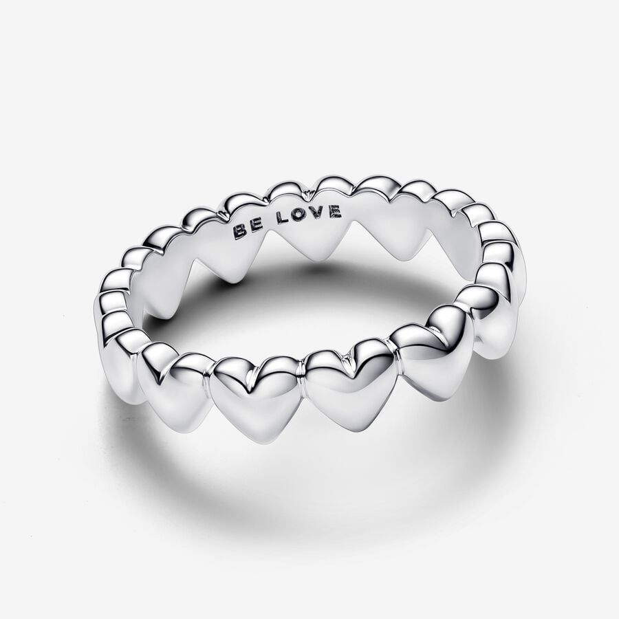 Hearts sterling silver ring