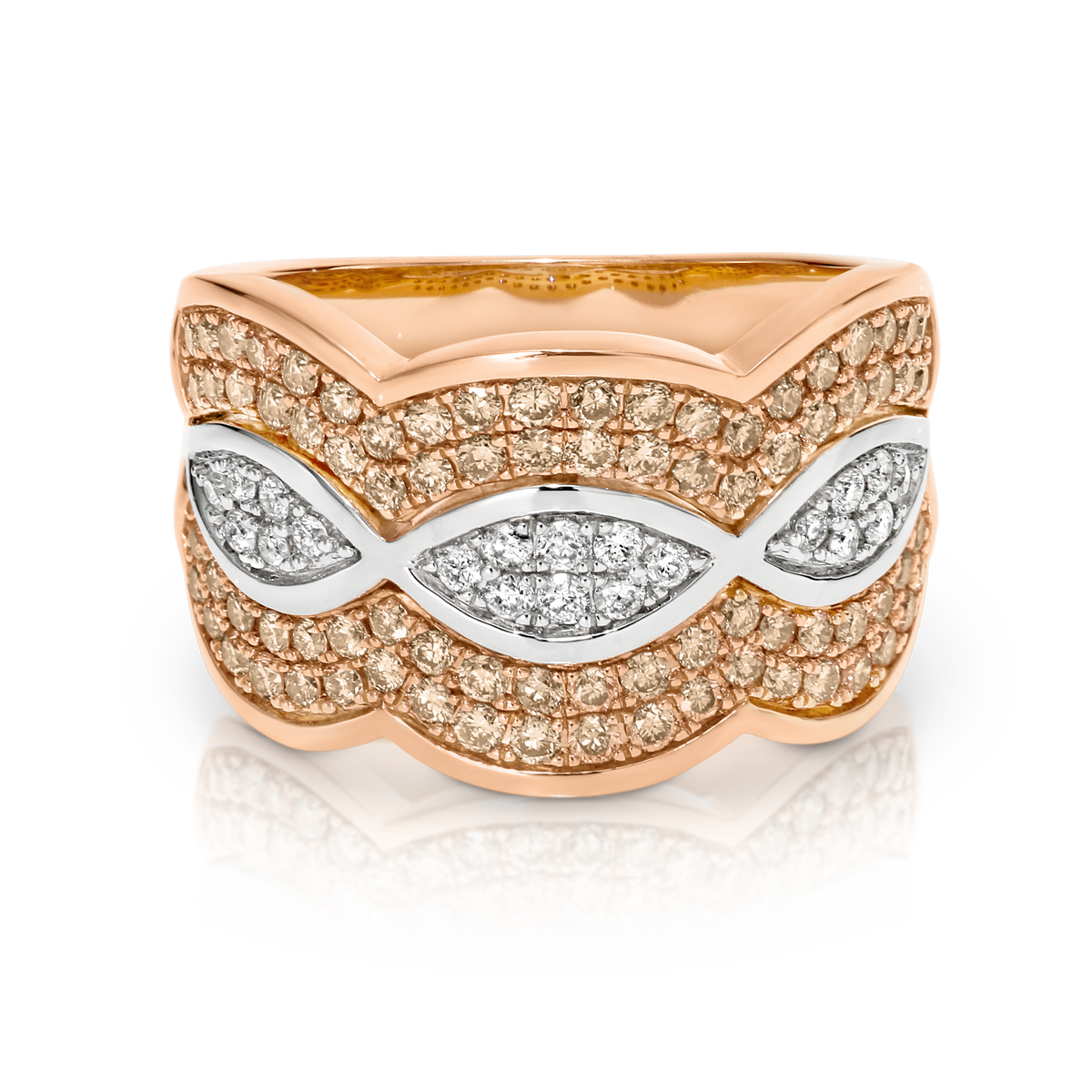 Dreamtime 9ct Rose Gold & White Gold Diamond Carcola Ring