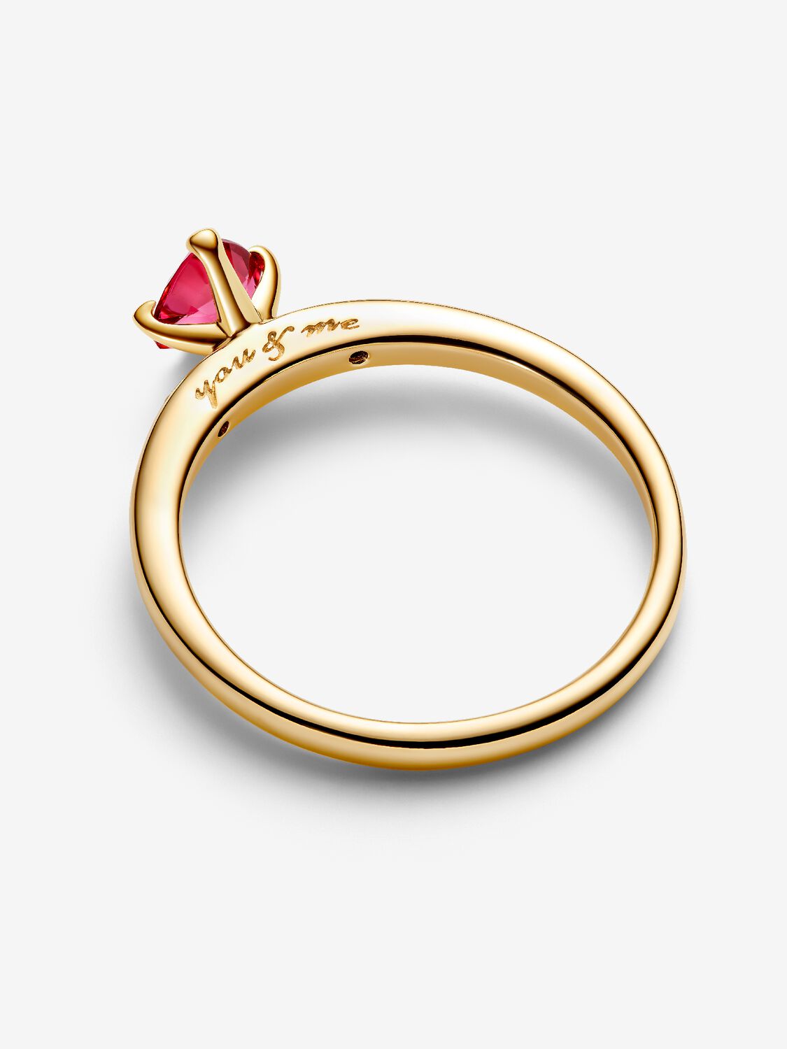 Heart 14k gold-plated ring with cherries jubilee red crystal