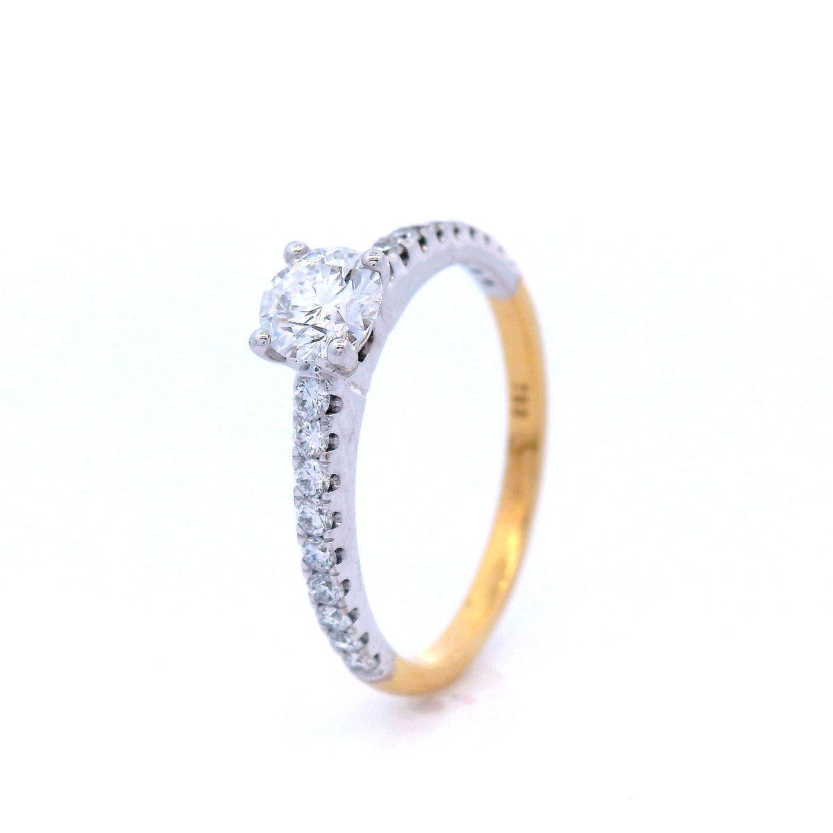 Round Brilliant Cut Diamond Set in a Two Tone White/Yellow Gold Ring