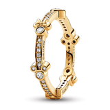 Disney Mickey and Minnie 14k gold-plated ring with clear cubic zirconia