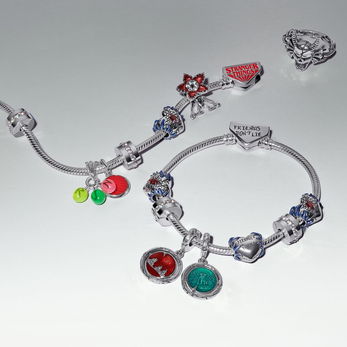 Project Red snake chain sterling silver bracelet with red enamel