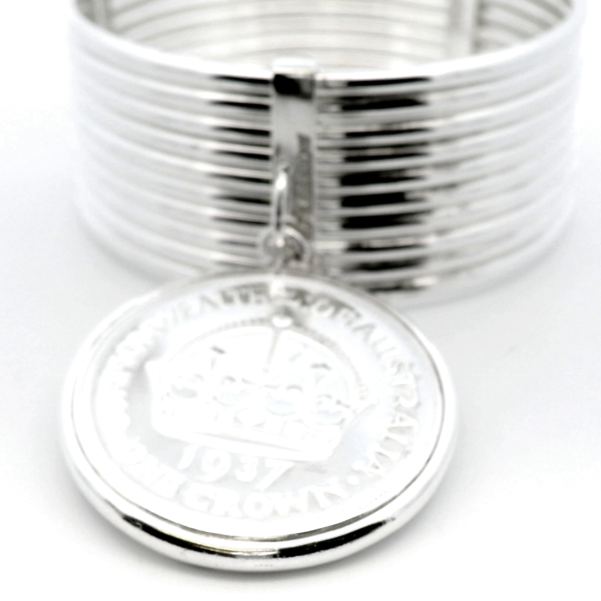 Von Treskow 10-Stack Bangle with Crown Coin