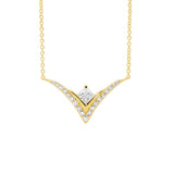 Ellani Princess Cut Cubic Zirconia Wishbone Necklace in Sterling Silver