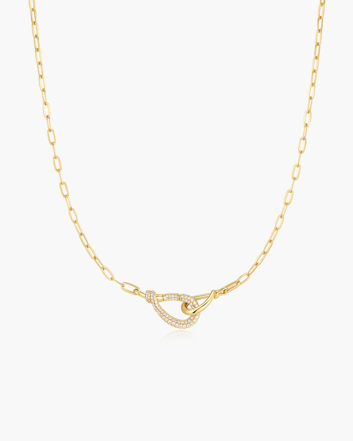 Ania Haie Gold Interlocked Pavé & Polished Knot Necklace