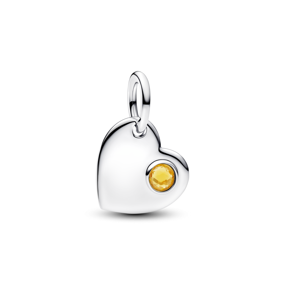 Pandora Engravable Heart Honey Stone Dangle Charm