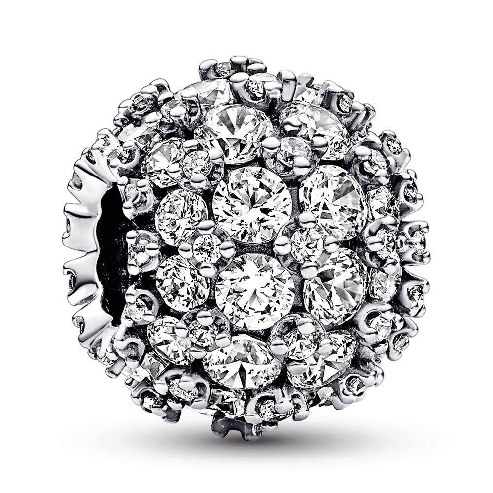 Sterling silver charm with clear cubic zirconia