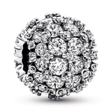 Sterling silver charm with clear cubic zirconia
