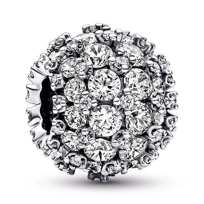Sterling silver charm with clear cubic zirconia