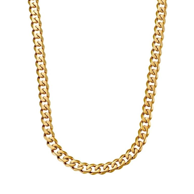 Blaze Stainless Steel 6mm Shiny 18K Gold Plated Curb Link Chain