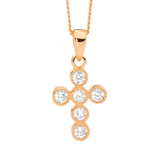 SS 14mm wh cz crown set cross pendant