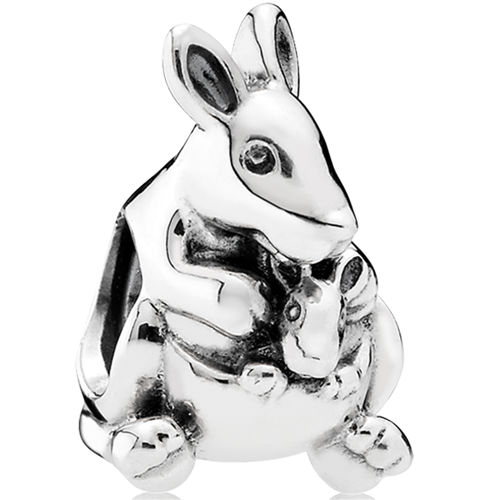 Kangaroo & Baby Silver Charm
