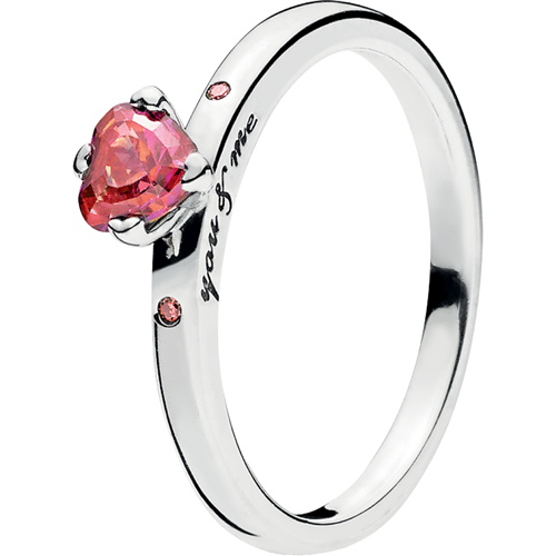 Heart 14k gold-plated ring with cherries jubilee red crystal