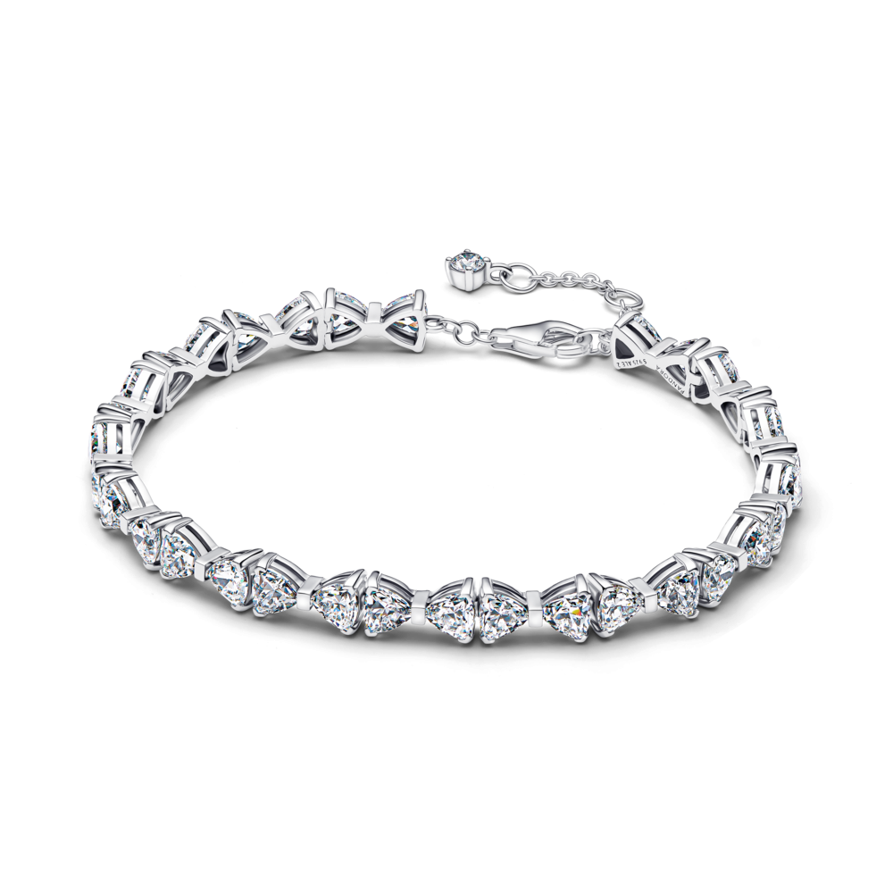Bow sterling silver bracelet with clear cubic zirconia