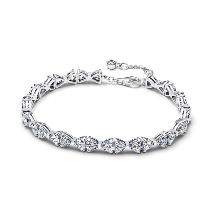 Bow sterling silver bracelet with clear cubic zirconia