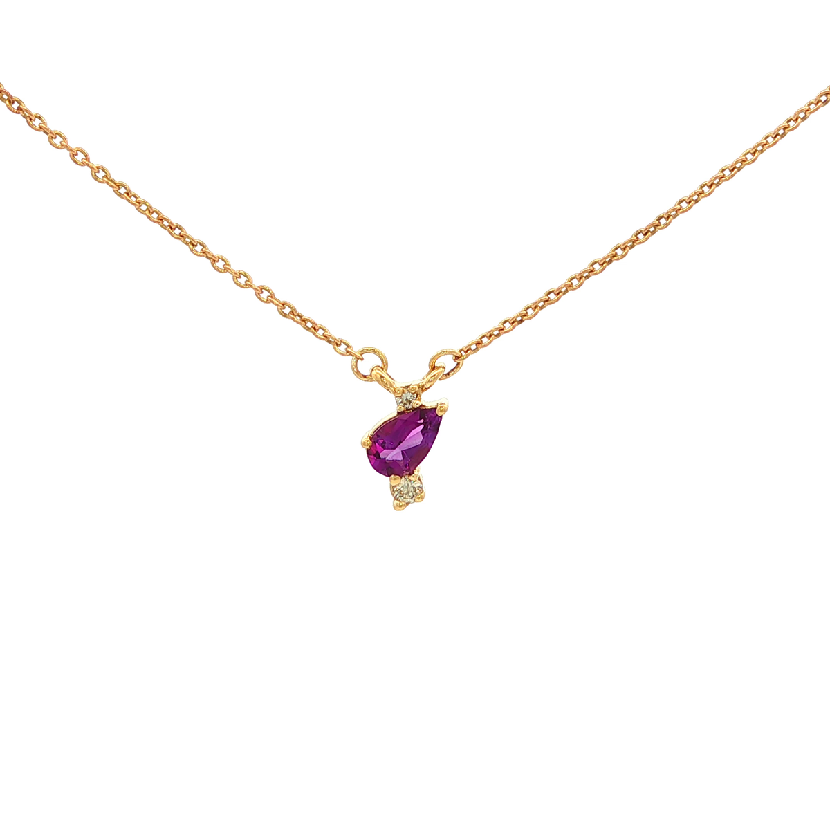 Pear Amethyst Necklace in Yellow Gold