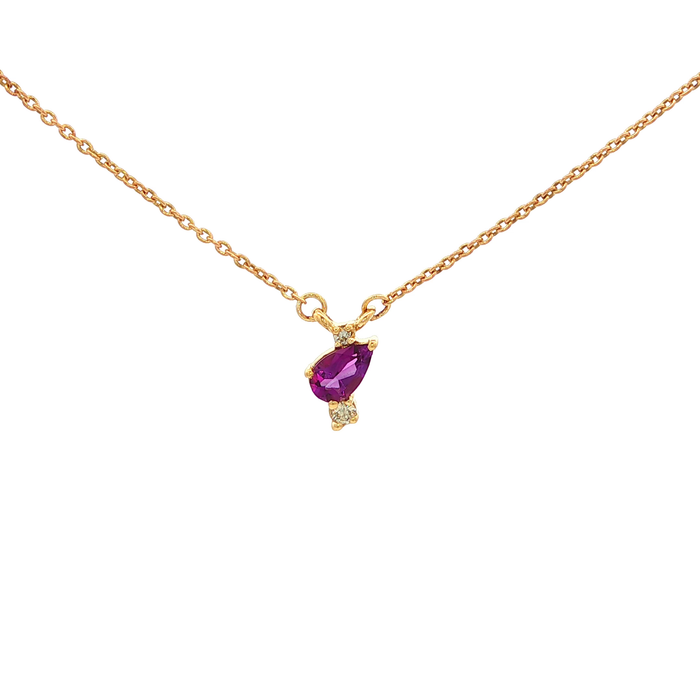 Pear Amethyst Necklace in Yellow Gold