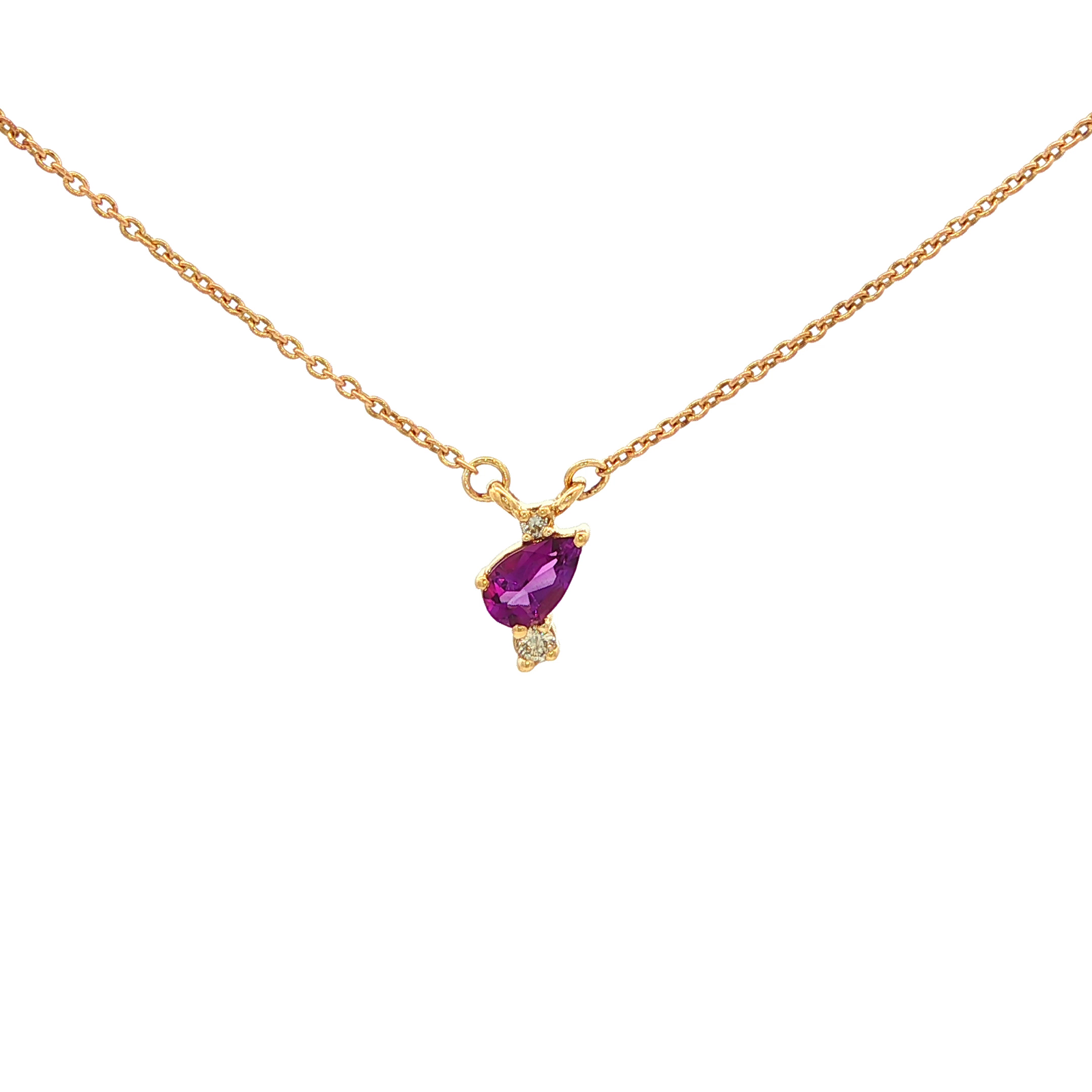Pear Amethyst Necklace in Yellow Gold