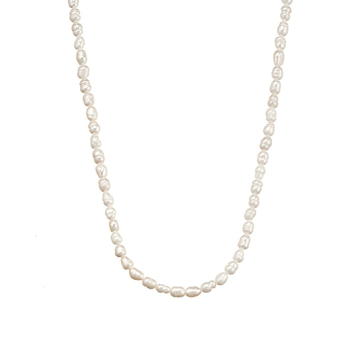 Sterling Silver Rice Pearl Short Necklace