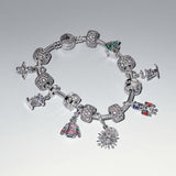 Snake chain sterling silver bracelet with north star clasp and clear cubic zirconia