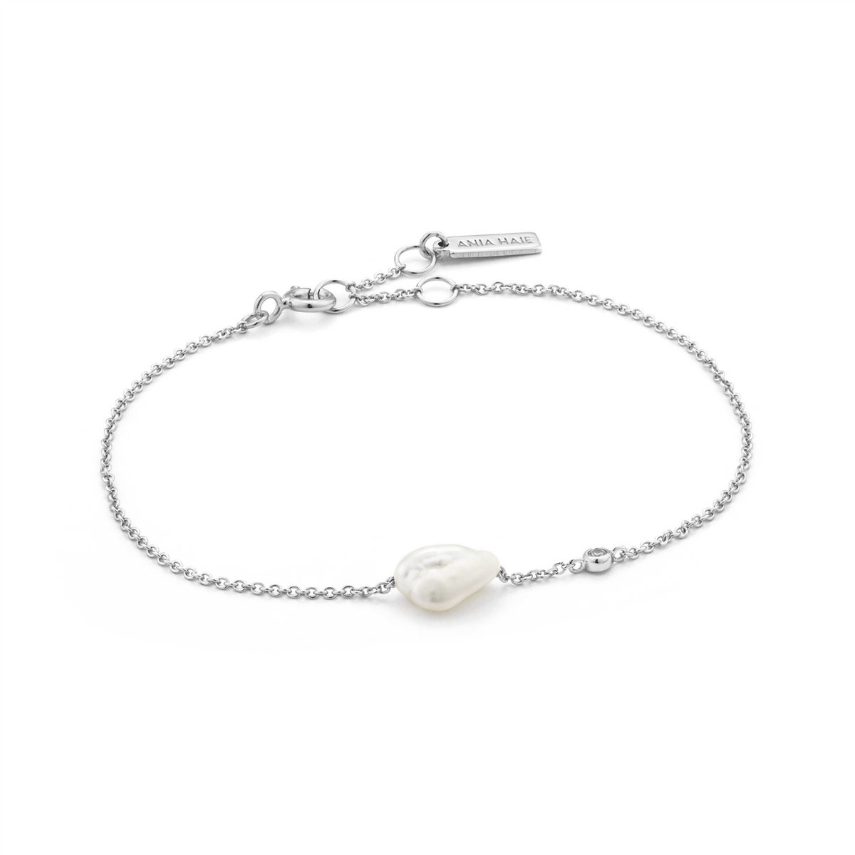 Ania Haie Sterling Silver Pearl Bracelet. 16.5cm with 2cm Extender. Design: B019