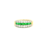 Emerald and Diamond Dress Ring in Two Tone Yellow and White Gold Setting