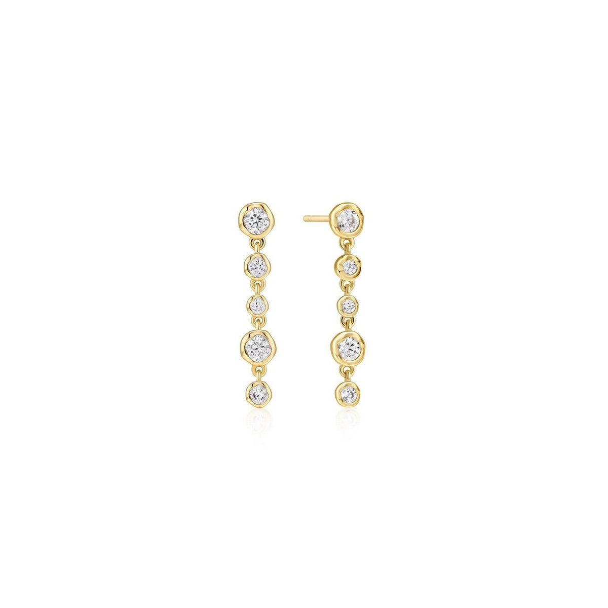 Ania Haie Gold Molten Cascade Bezel-Set Drop Stud Earrings